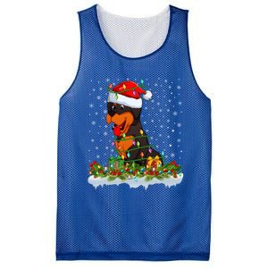 Rottweiler Dog Lover Xmas Lights Santa Rottweiler Christmas Cute Gift Mesh Reversible Basketball Jersey Tank