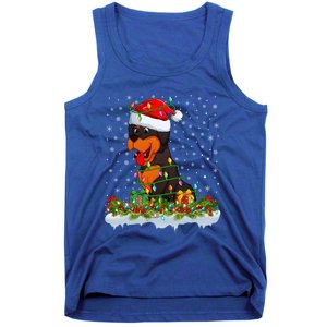 Rottweiler Dog Lover Xmas Lights Santa Rottweiler Christmas Cute Gift Tank Top