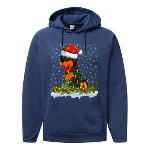 Rottweiler Dog Lover Xmas Lights Santa Rottweiler Christmas Cute Gift Performance Fleece Hoodie