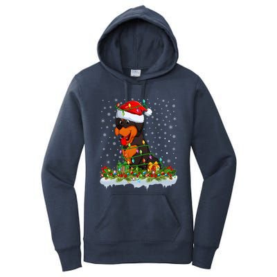 Rottweiler Dog Lover Xmas Lights Santa Rottweiler Christmas Cute Gift Women's Pullover Hoodie