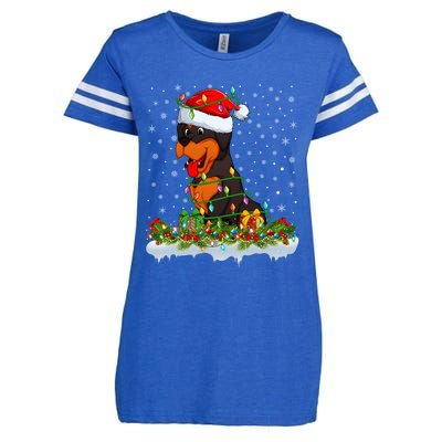 Rottweiler Dog Lover Xmas Lights Santa Rottweiler Christmas Cute Gift Enza Ladies Jersey Football T-Shirt