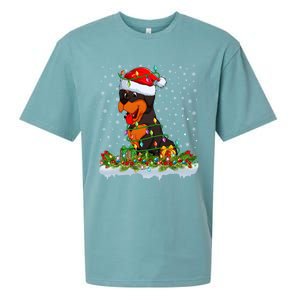 Rottweiler Dog Lover Xmas Lights Santa Rottweiler Christmas Cute Gift Sueded Cloud Jersey T-Shirt