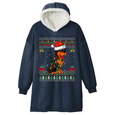 Rottweiler Dog Lover Matching Ugly Rottweiler Christmas Funny Gift Hooded Wearable Blanket