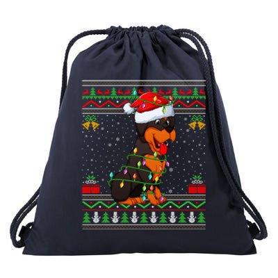 Rottweiler Dog Lover Matching Ugly Rottweiler Christmas Funny Gift Drawstring Bag