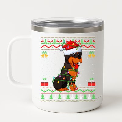 Rottweiler Dog Lover Matching Ugly Rottweiler Christmas Funny Gift 12 oz Stainless Steel Tumbler Cup