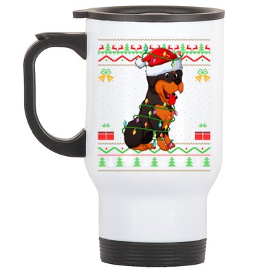 Rottweiler Dog Lover Matching Ugly Rottweiler Christmas Funny Gift Stainless Steel Travel Mug