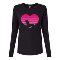 Retro Dachshund Lovers Vintage Heart Womens Cotton Relaxed Long Sleeve T-Shirt