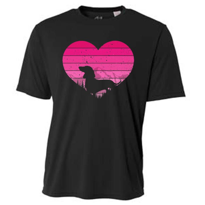 Retro Dachshund Lovers Vintage Heart Cooling Performance Crew T-Shirt