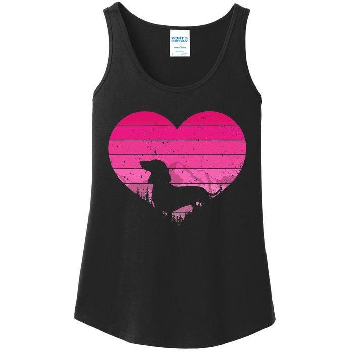 Retro Dachshund Lovers Vintage Heart Ladies Essential Tank