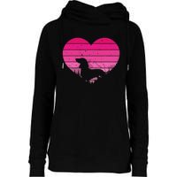 Retro Dachshund Lovers Vintage Heart Womens Funnel Neck Pullover Hood