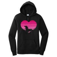 Retro Dachshund Lovers Vintage Heart Women's Pullover Hoodie