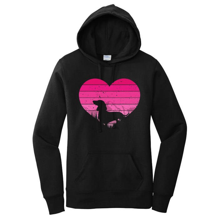 Retro Dachshund Lovers Vintage Heart Women's Pullover Hoodie