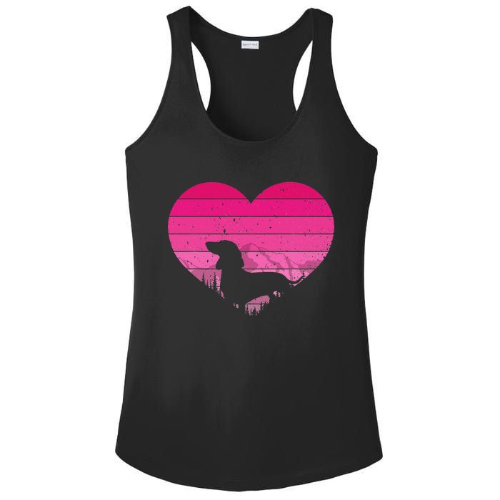 Retro Dachshund Lovers Vintage Heart Ladies PosiCharge Competitor Racerback Tank