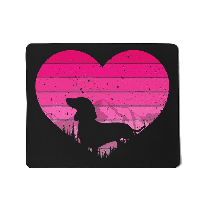 Retro Dachshund Lovers Vintage Heart Mousepad