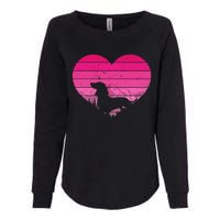 Retro Dachshund Lovers Vintage Heart Womens California Wash Sweatshirt