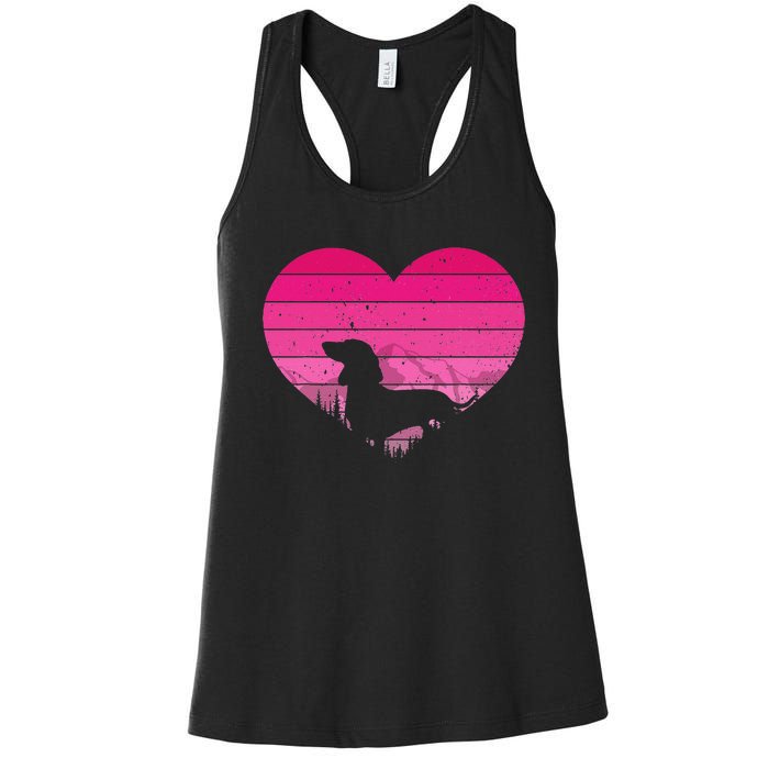 Retro Dachshund Lovers Vintage Heart Women's Racerback Tank