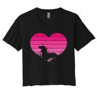 Retro Dachshund Lovers Vintage Heart Women's Crop Top Tee