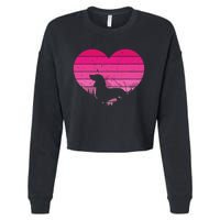 Retro Dachshund Lovers Vintage Heart Cropped Pullover Crew