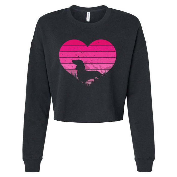 Retro Dachshund Lovers Vintage Heart Cropped Pullover Crew