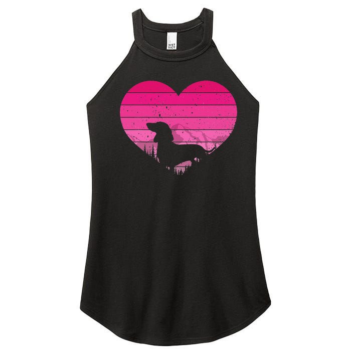 Retro Dachshund Lovers Vintage Heart Women's Perfect Tri Rocker Tank