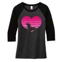 Retro Dachshund Lovers Vintage Heart Women's Tri-Blend 3/4-Sleeve Raglan Shirt