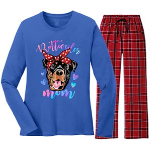 Rottweiler Dog Lover Funny Cute Mom Mama Mother Gift Women's Long Sleeve Flannel Pajama Set 