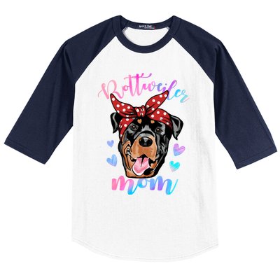 Rottweiler Dog Lover Funny Cute Mom Mama Mother Gift Baseball Sleeve Shirt