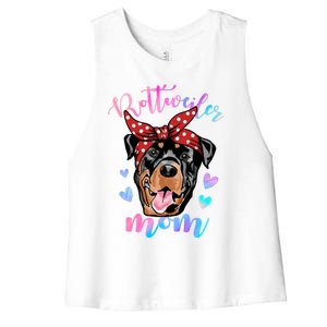 Rottweiler Dog Lover Funny Cute Mom Mama Mother Gift Women's Racerback Cropped Tank