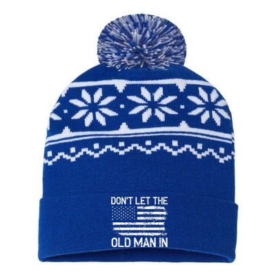 Retro Don't let the old man in vintage American Flag USA-Made Snowflake Beanie