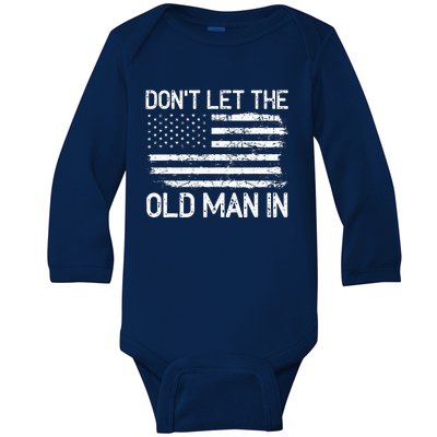 Retro Don't let the old man in vintage American Flag Baby Long Sleeve Bodysuit