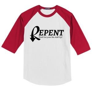 Repent DonT Let Your Sin Add Up Kids Colorblock Raglan Jersey