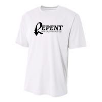 Repent DonT Let Your Sin Add Up Youth Performance Sprint T-Shirt