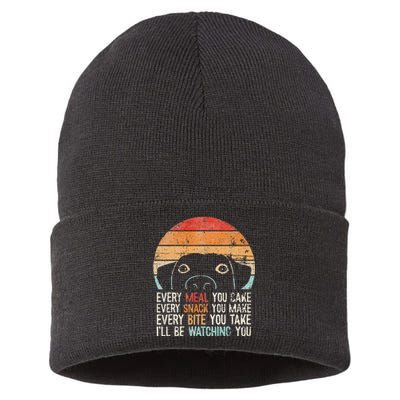 Retro Dog Lover Black Cotton Blend Funny & Classic Fit For Kids Sustainable Knit Beanie