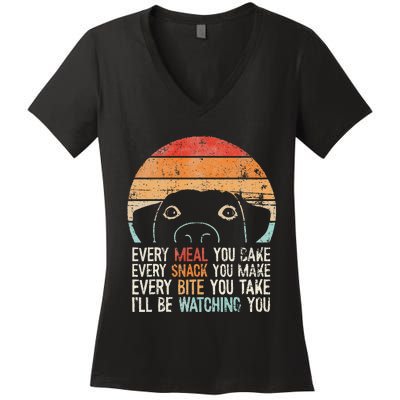 Retro Dog Lover Black Cotton Blend Funny & Classic Fit For Kids Women's V-Neck T-Shirt