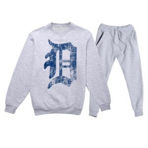 Retro Detroit Letter D Throwback Design Premium Crewneck Sweatsuit Set