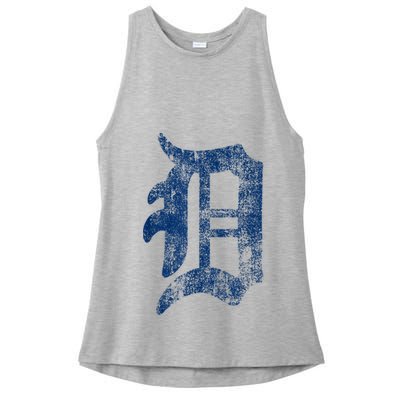 Retro Detroit Letter D Throwback Design Ladies PosiCharge Tri-Blend Wicking Tank