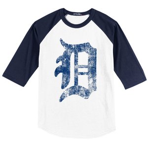 Retro Detroit Letter D Throwback Design Baseball Sleeve Shirt