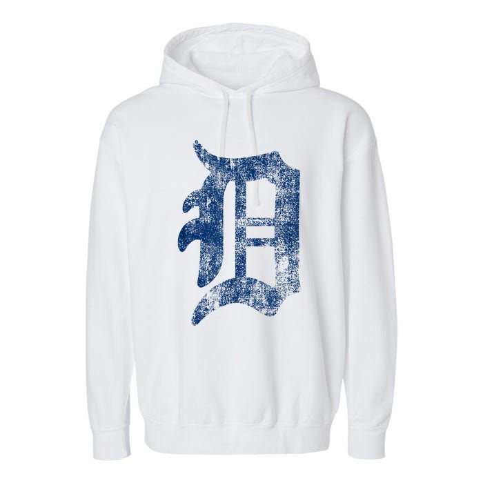 Retro Detroit Letter D Throwback Design Garment-Dyed Fleece Hoodie