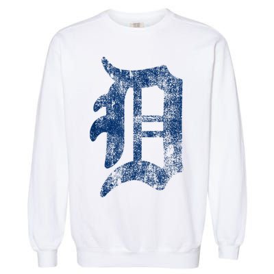 Retro Detroit Letter D Throwback Design Garment-Dyed Sweatshirt