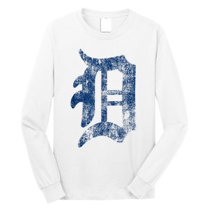 Retro Detroit Letter D Throwback Design Long Sleeve Shirt