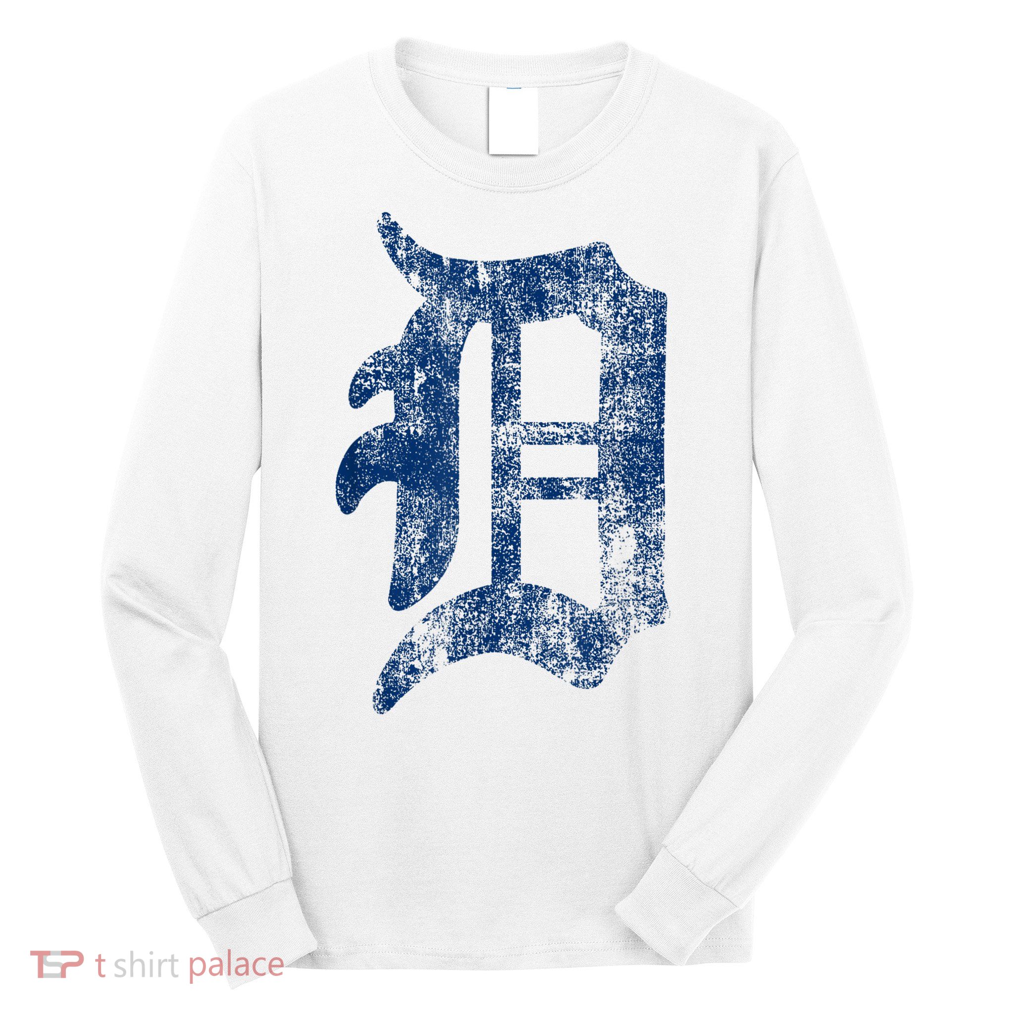 Retro Detroit Letter D Throwback Design Long Sleeve Shirt