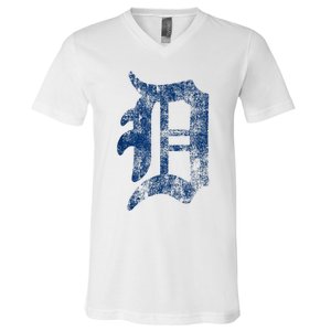 Retro Detroit Letter D Throwback Design V-Neck T-Shirt