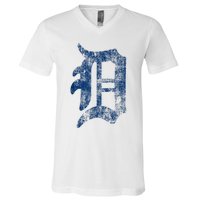 Retro Detroit Letter D Throwback Design V-Neck T-Shirt