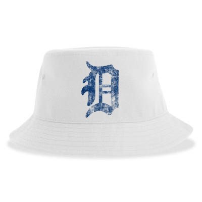 Retro Detroit Letter D Throwback Design Sustainable Bucket Hat