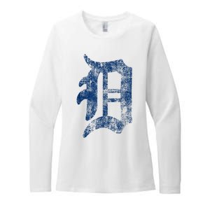 Retro Detroit Letter D Throwback Design Womens CVC Long Sleeve Shirt