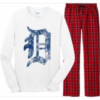 Retro Detroit Letter D Throwback Design Long Sleeve Pajama Set