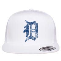 Retro Detroit Letter D Throwback Design Flat Bill Trucker Hat