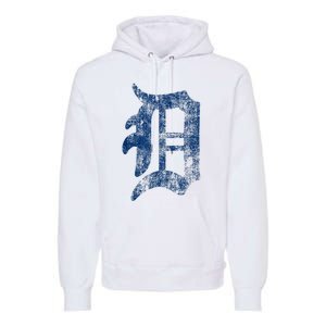 Retro Detroit Letter D Throwback Design Premium Hoodie