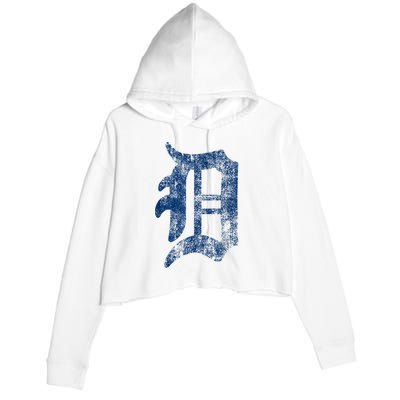 Retro Detroit Letter D Throwback Design Crop Fleece Hoodie