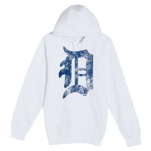 Retro Detroit Letter D Throwback Design Premium Pullover Hoodie